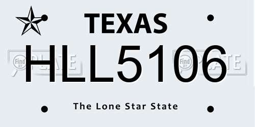 HLL5106 Texas License Plate