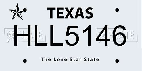 HLL5146 Texas License Plate