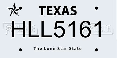 HLL5161 Texas License Plate