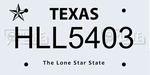 HLL5403 Texas License Plate