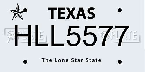 HLL5577 Texas License Plate