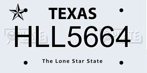 HLL5664 Texas License Plate