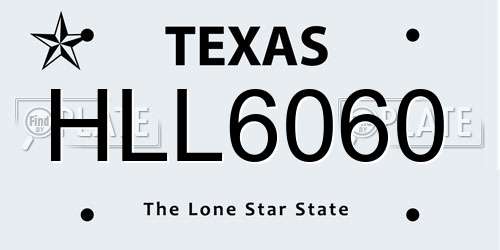 HLL6060 Texas License Plate