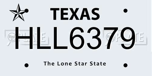 HLL6379 Texas License Plate