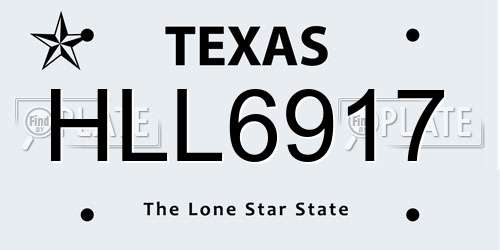 HLL6917 Texas License Plate