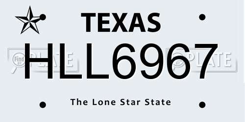 HLL6967 Texas License Plate