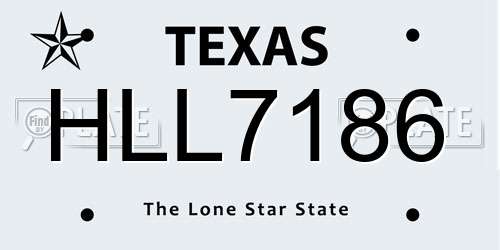 HLL7186 Texas License Plate