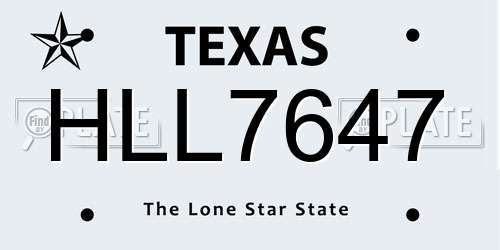HLL7647 Texas License Plate