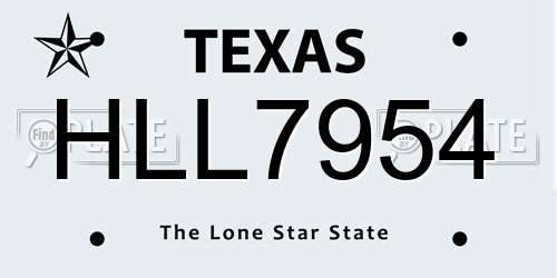 HLL7954 Texas License Plate