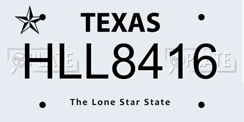 HLL8416 Texas License Plate