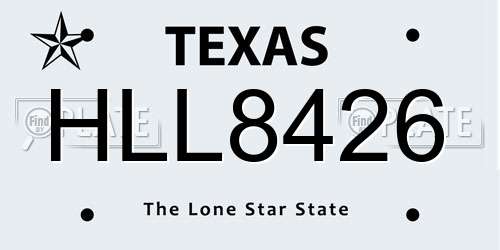 HLL8426 Texas License Plate