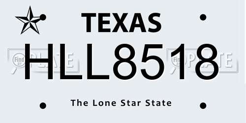 HLL8518 Texas License Plate