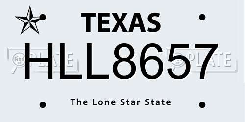 HLL8657 Texas License Plate