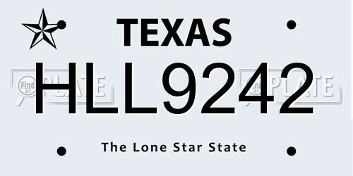 HLL9242 Texas License Plate