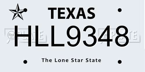 HLL9348 Texas License Plate