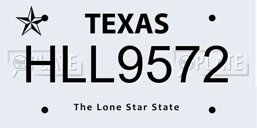 HLL9572 Texas License Plate