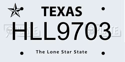 HLL9703 Texas License Plate
