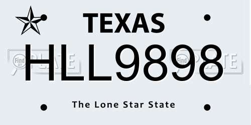 HLL9898 Texas License Plate