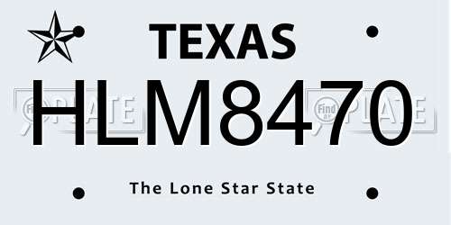 HLM8470 Texas License Plate