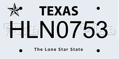 HLN0753 Texas License Plate