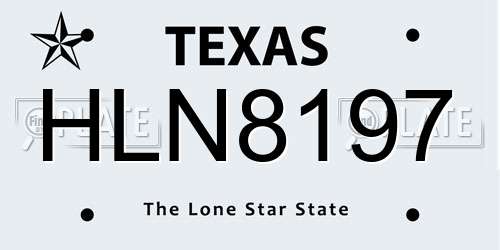HLN8197 Texas License Plate