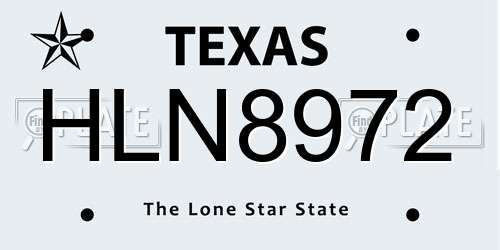 HLN8972 Texas License Plate