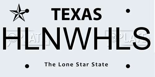 HLNWHLS Texas License Plate