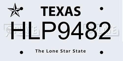 HLP9482 Texas License Plate