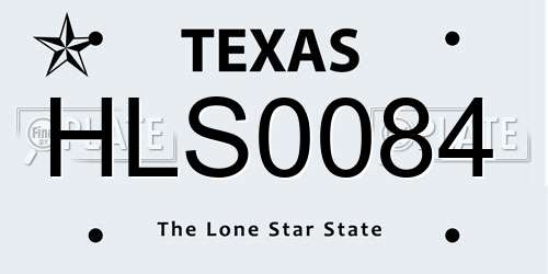 HLS0084 Texas License Plate