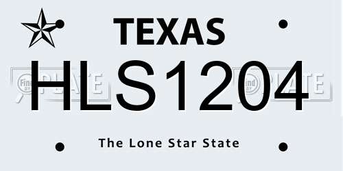 HLS1204 Texas License Plate