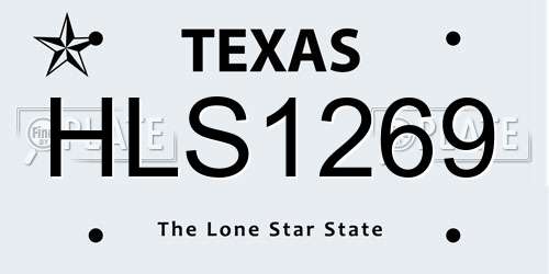 HLS1269 Texas License Plate