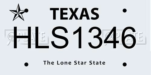 HLS1346 Texas License Plate