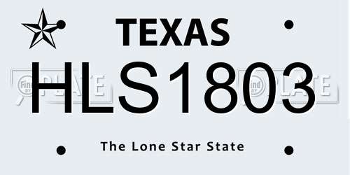 HLS1803 Texas License Plate