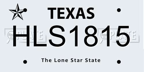 HLS1815 Texas License Plate