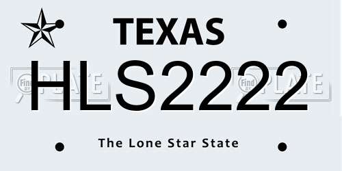 HLS2222 Texas License Plate
