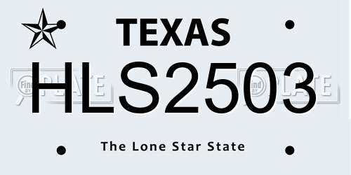 HLS2503 Texas License Plate