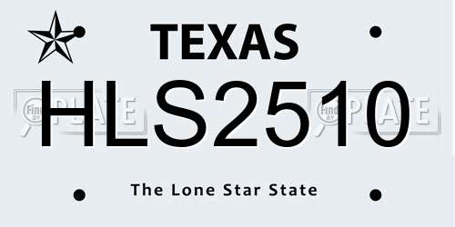 HLS2510 Texas License Plate