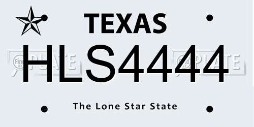HLS4444 Texas License Plate
