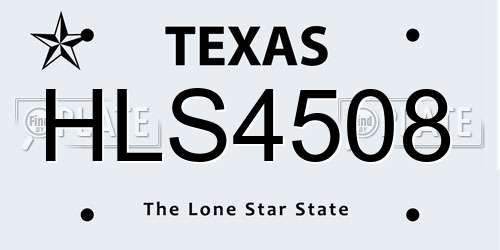 HLS4508 Texas License Plate