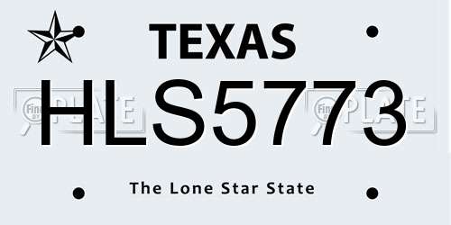 HLS5773 Texas License Plate