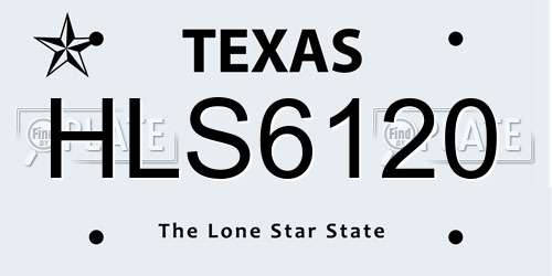 HLS6120 Texas License Plate
