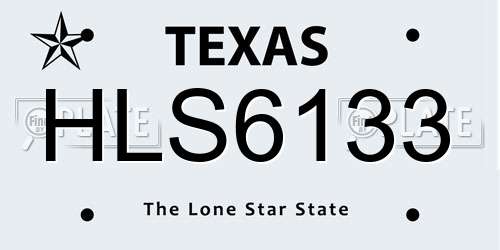 HLS6133 Texas License Plate