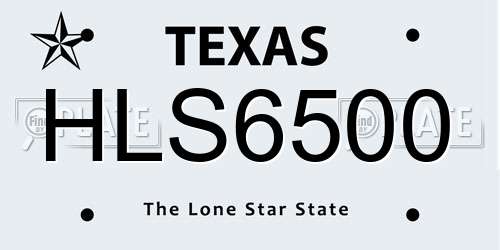 HLS6500 Texas License Plate