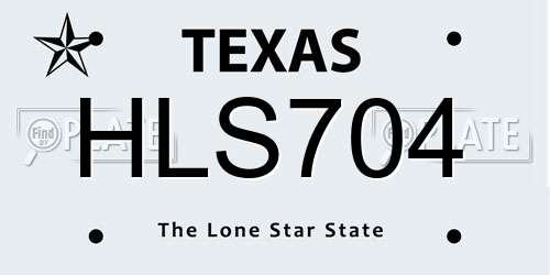 HLS704 Texas License Plate