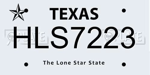 HLS7223 Texas License Plate
