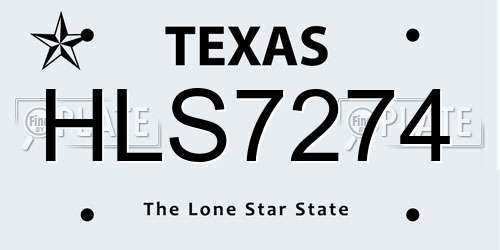 HLS7274 Texas License Plate