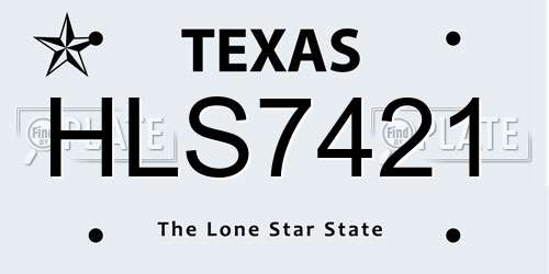 HLS7421 Texas License Plate