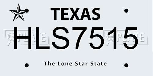 HLS7515 Texas License Plate