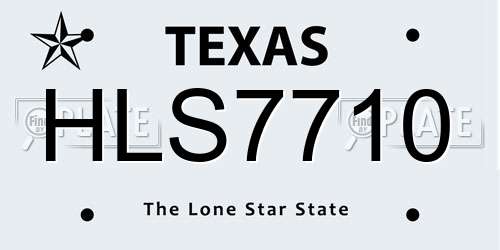 HLS7710 Texas License Plate