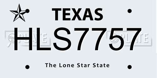 HLS7757 Texas License Plate